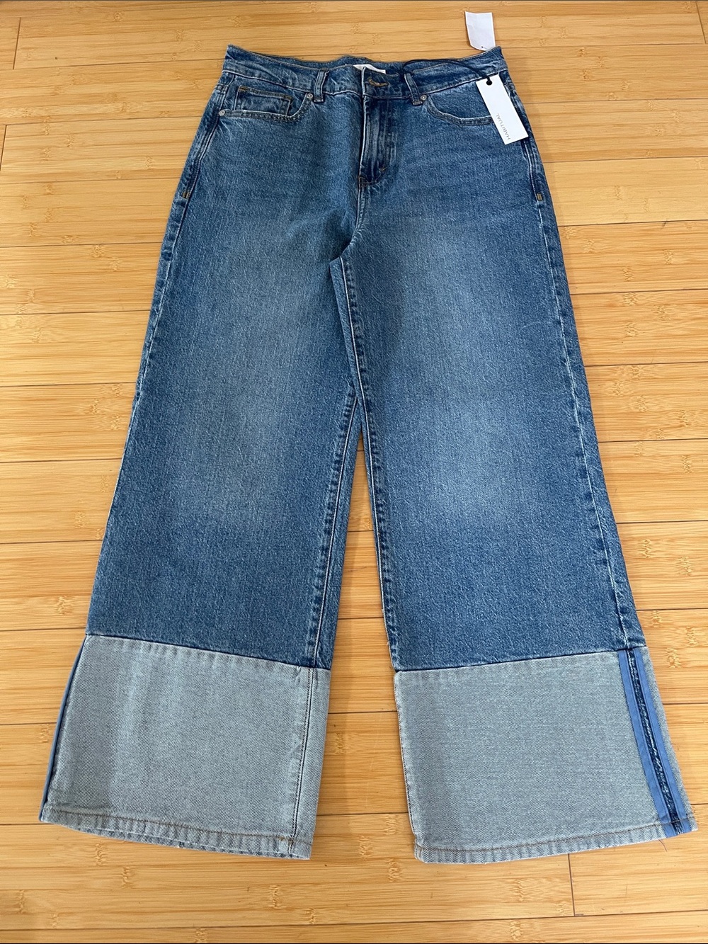NWT Habitual High Rise Blue Wide-Leg Jeans with Cuffed Lighter Color Hem 6/28